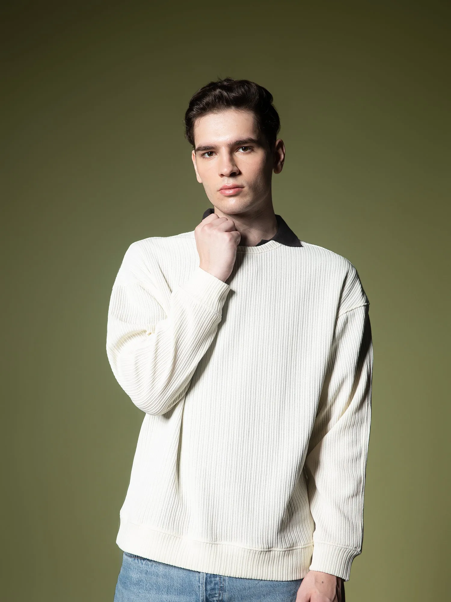 Woven texture sweatshirt