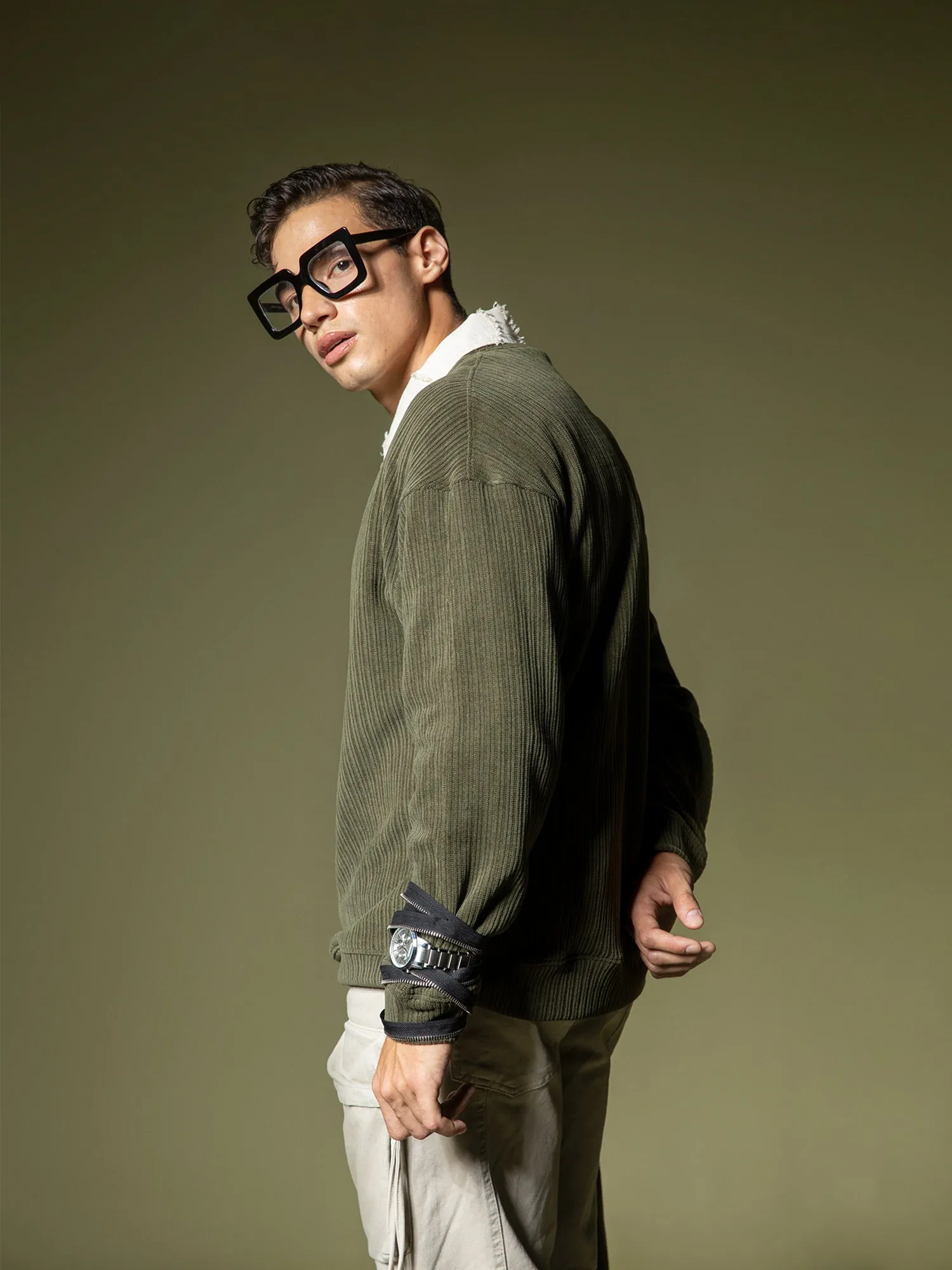 Woven texture sweatshirt