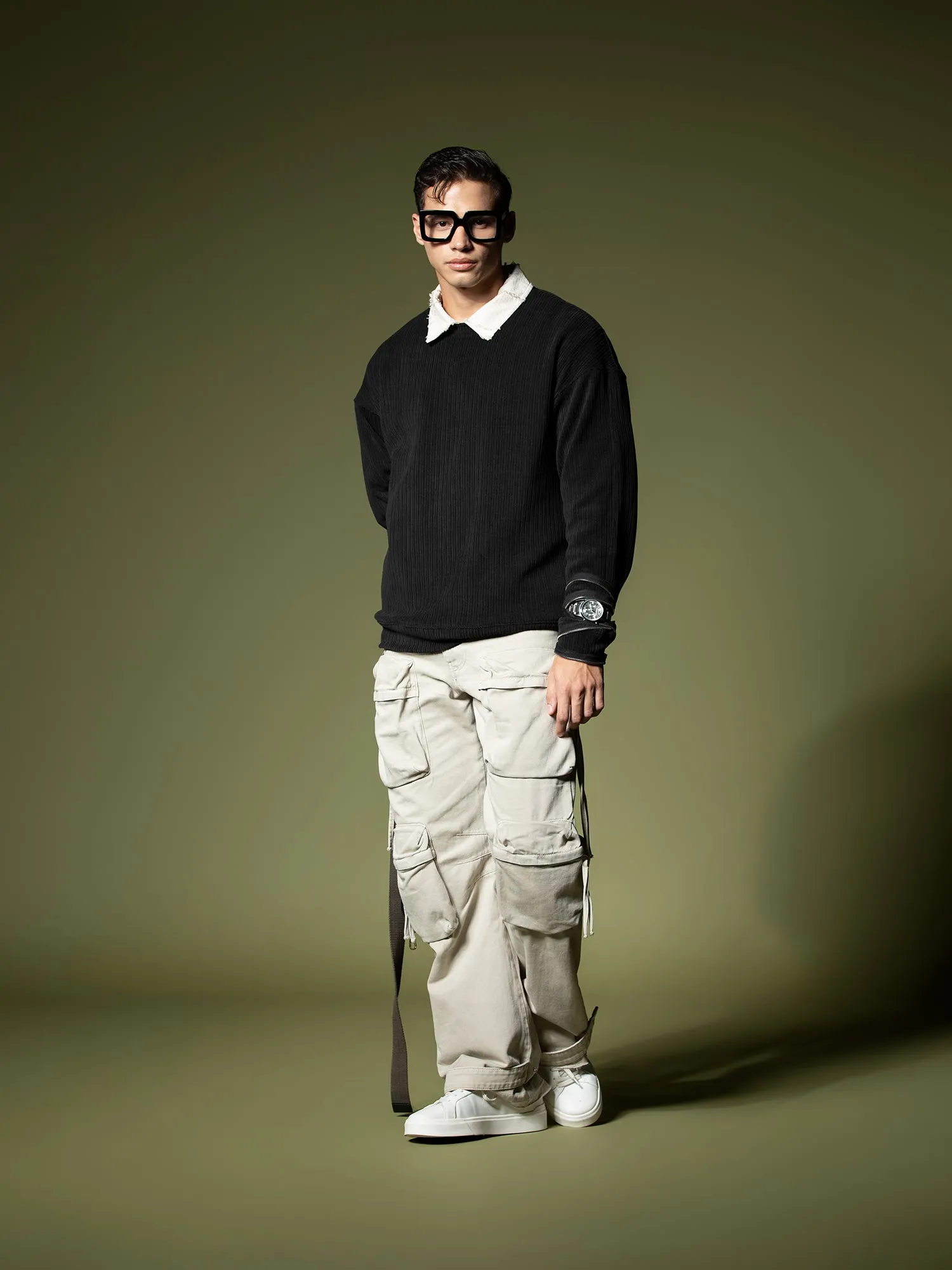 Woven texture sweatshirt