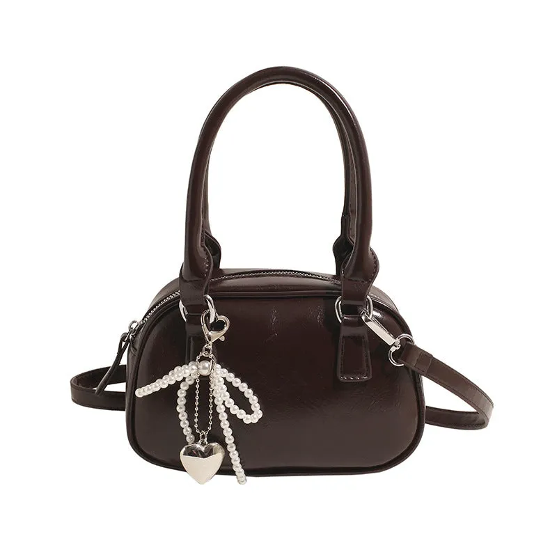 XIEYINSHE Retro Red Pouch  New Korean Texture Handbag Bowling Bag Women's All-Match Shoulder Messenger Bag