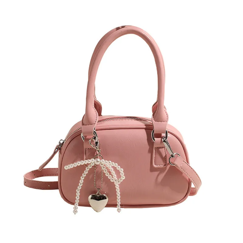 XIEYINSHE Retro Red Pouch  New Korean Texture Handbag Bowling Bag Women's All-Match Shoulder Messenger Bag