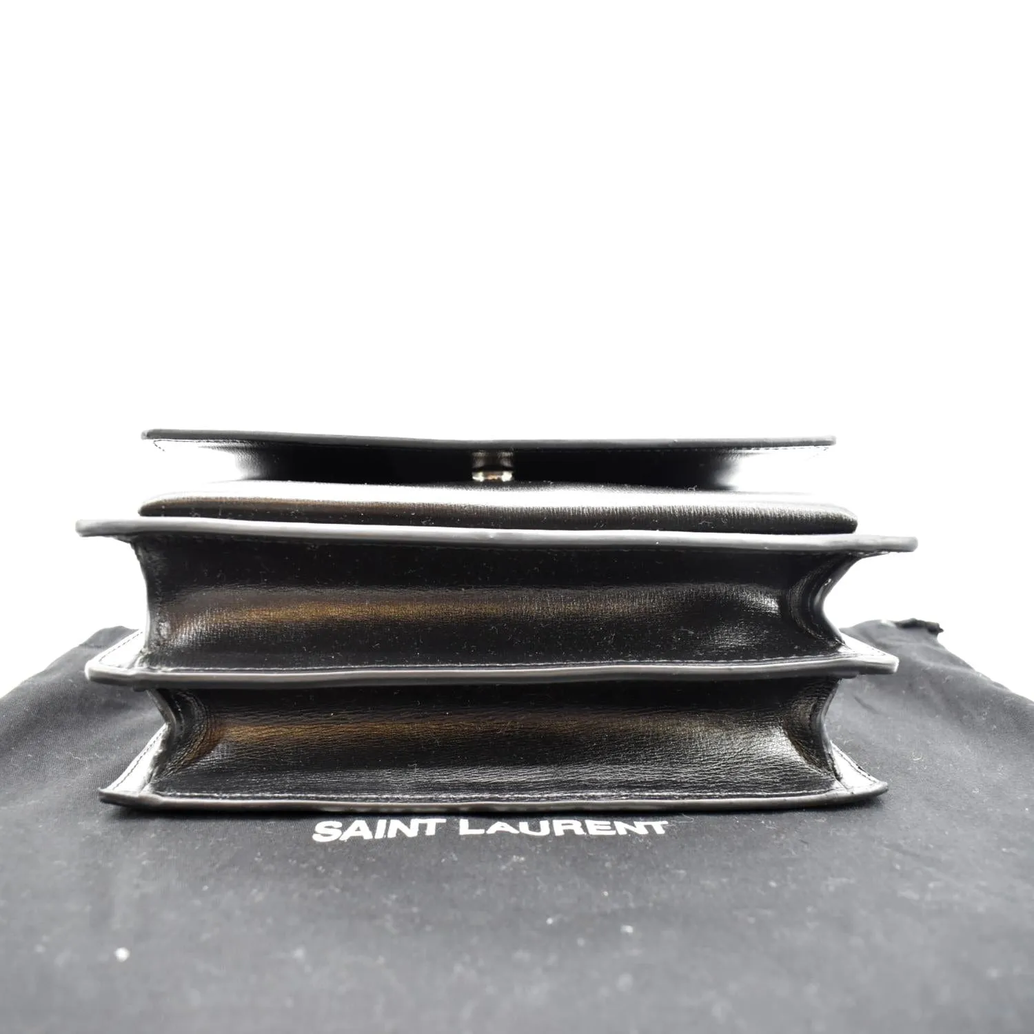 YVES SAINT LAURENT Sunset Calfskin Leather Chain Shoulder Bag Black