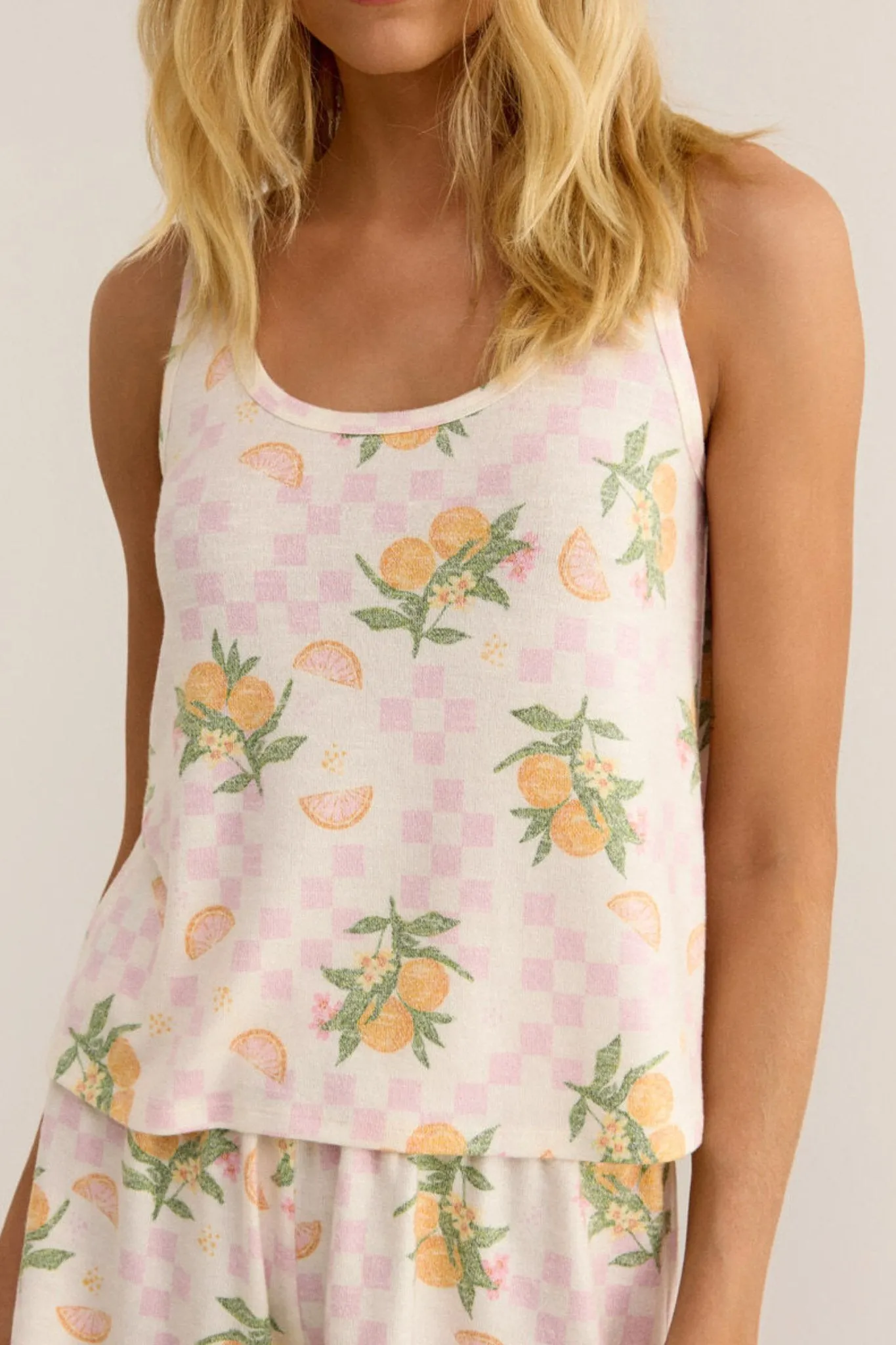 Z Supply: Citrus Check Tank in White Shell