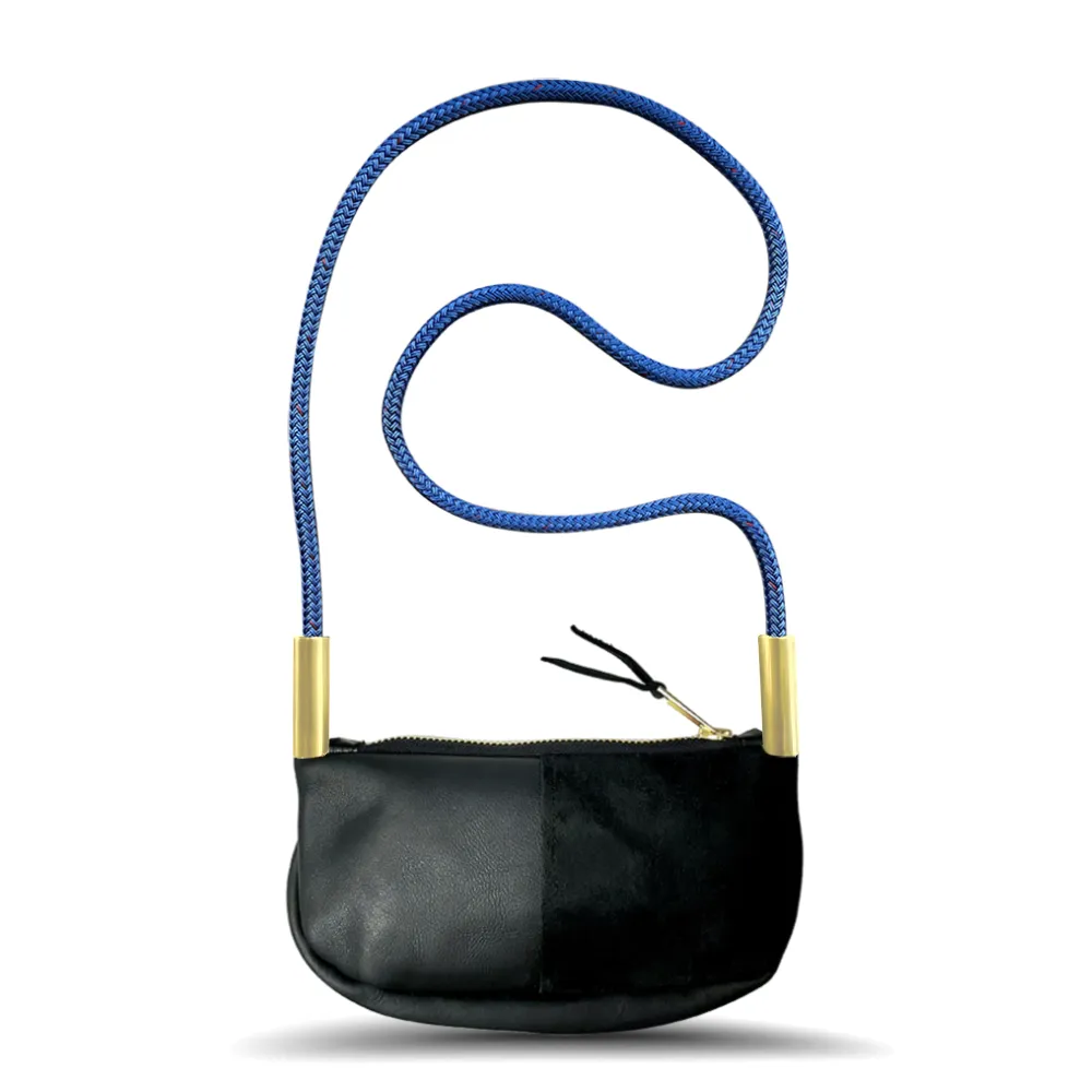 Zip Crossbody in Black Leather
