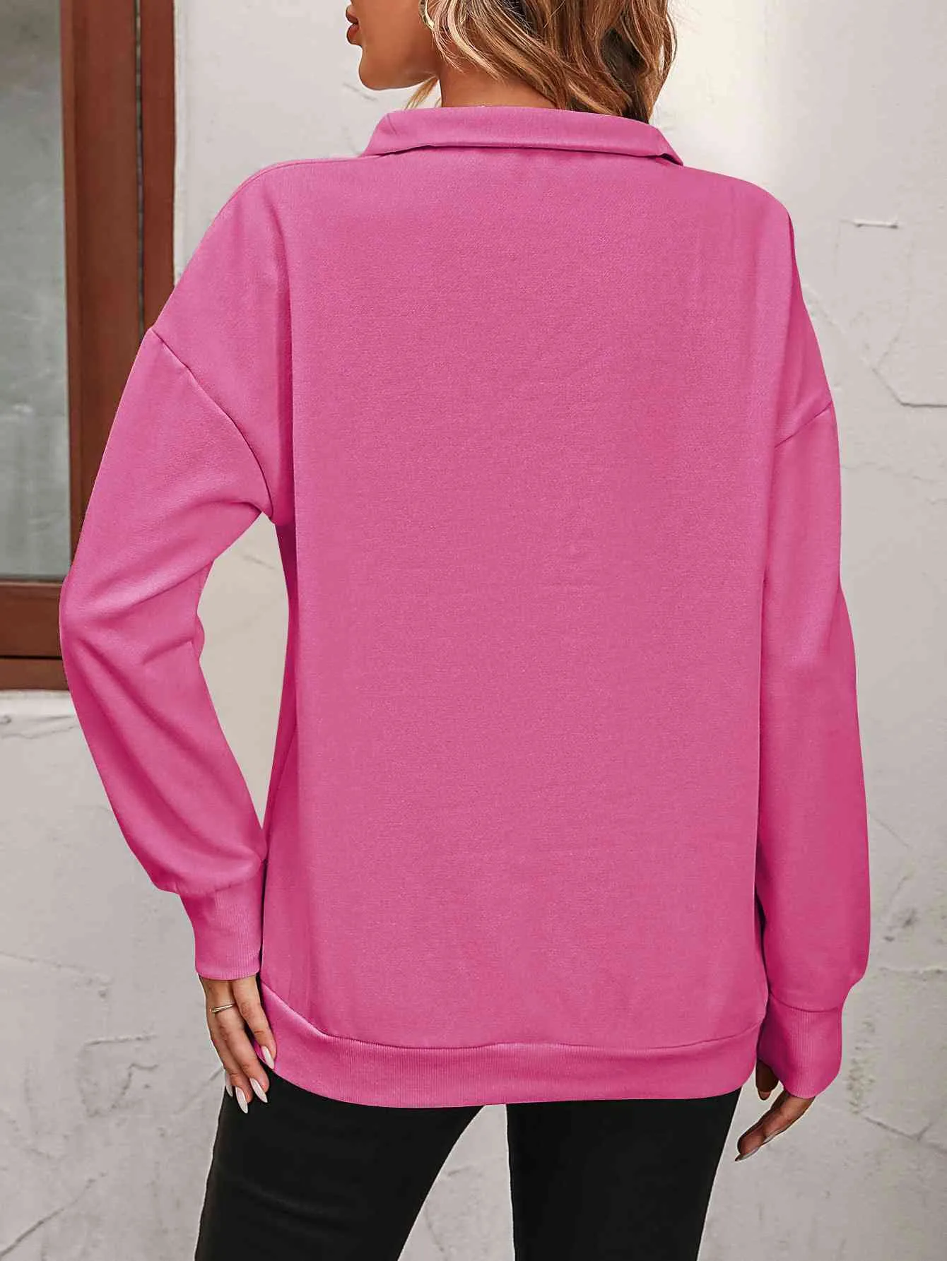 Zip-Up Dropped Shoulder Sweatshirt (7 Colors)
