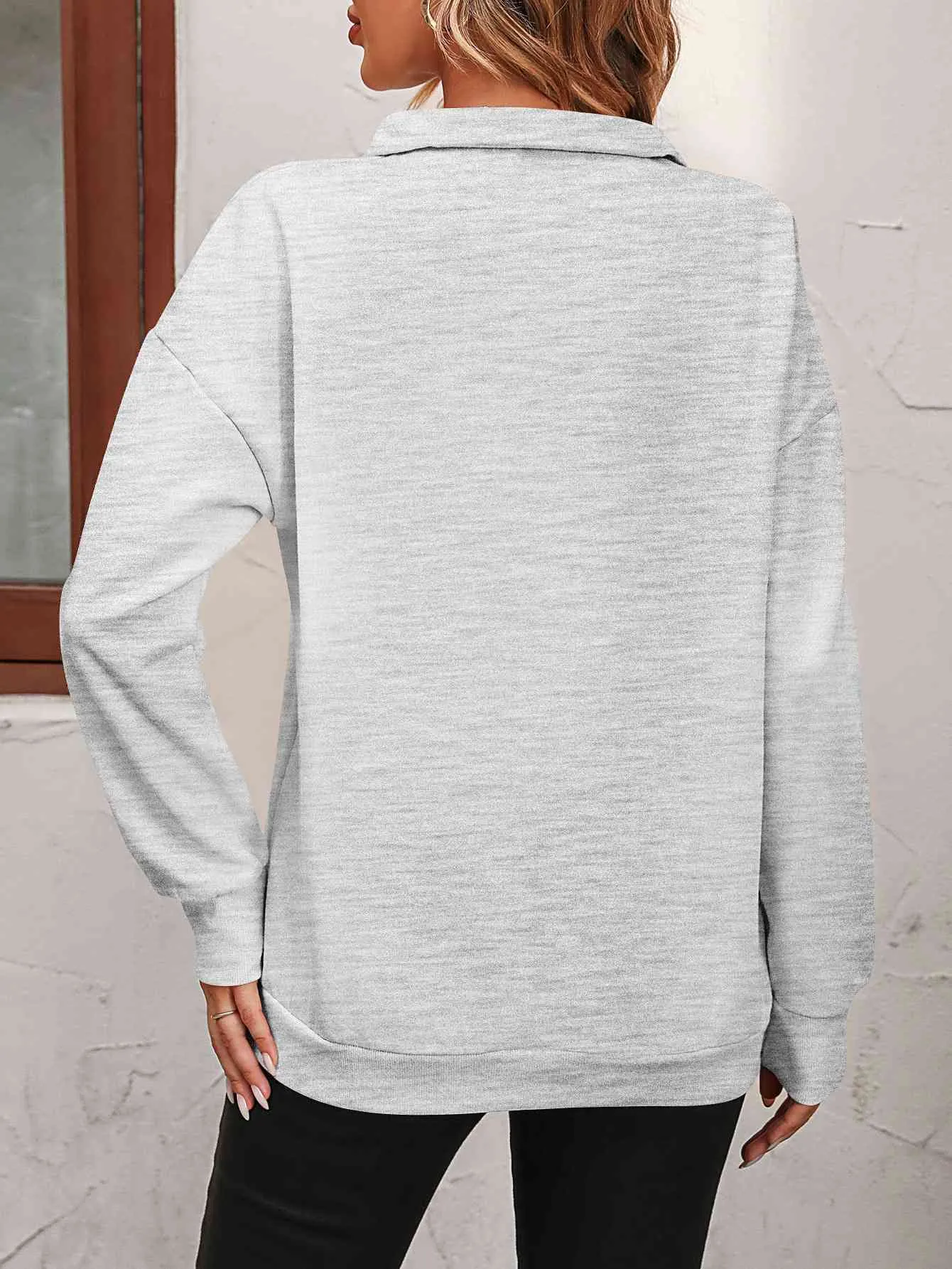 Zip-Up Dropped Shoulder Sweatshirt (7 Colors)