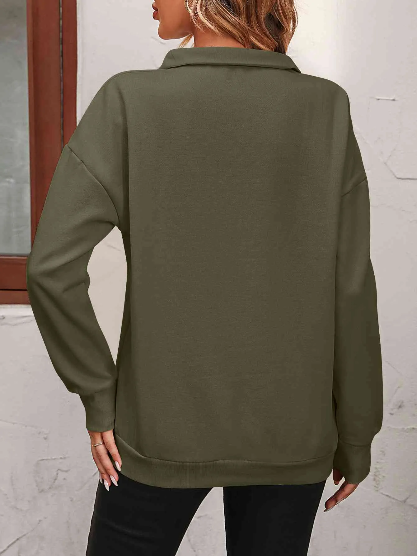 Zip-Up Dropped Shoulder Sweatshirt (7 Colors)