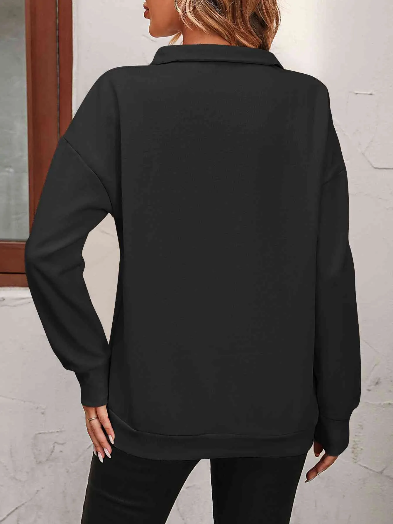 Zip-Up Dropped Shoulder Sweatshirt (7 Colors)