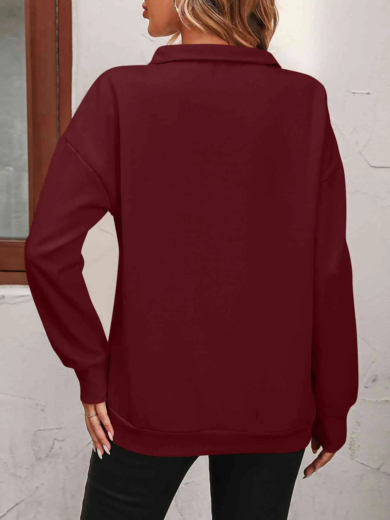 Zip-Up Dropped Shoulder Sweatshirt (7 Colors)
