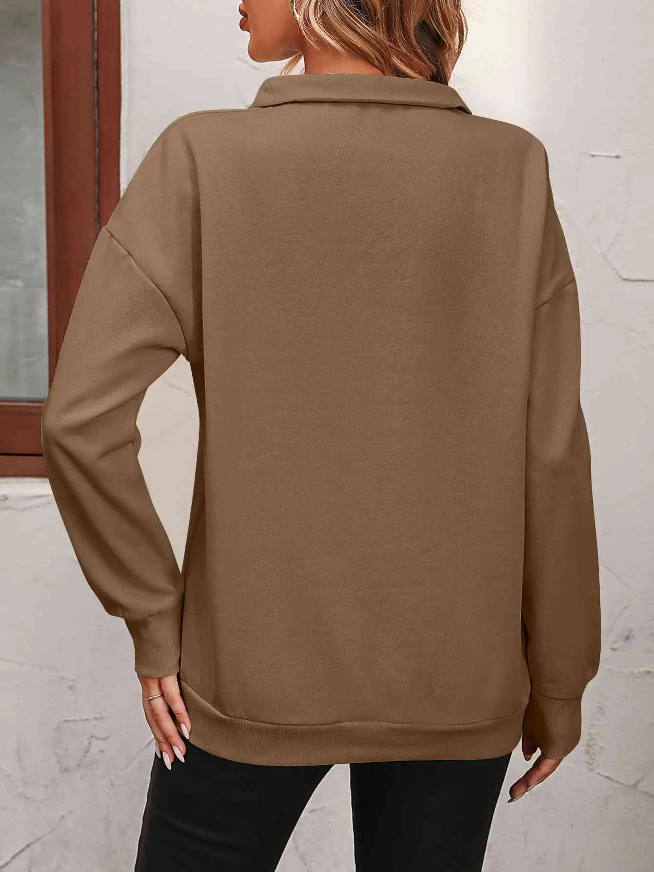 Zip-Up Dropped Shoulder Sweatshirt (7 Colors)