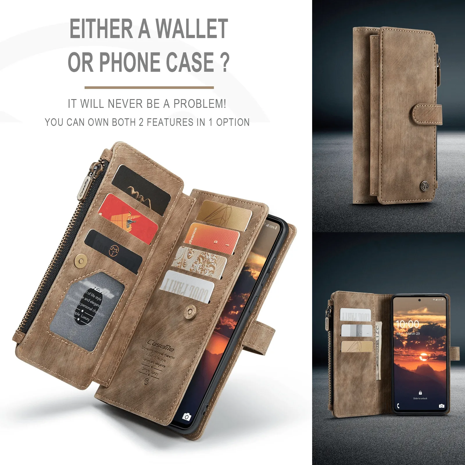 Zipper Leather Wallet Case For Samsung Galaxy A Series