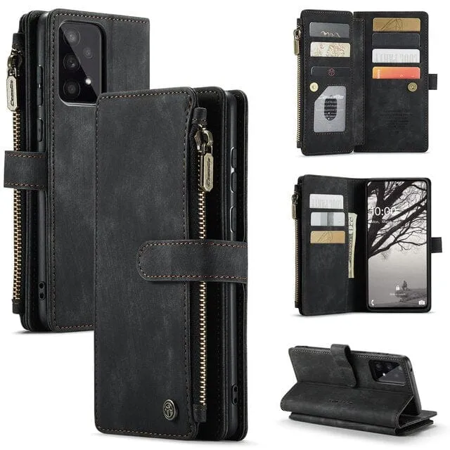 Zipper Leather Wallet Case For Samsung Galaxy A Series