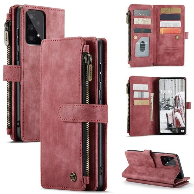 Zipper Leather Wallet Case For Samsung Galaxy A Series
