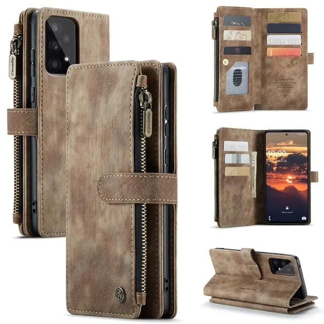 Zipper Leather Wallet Case For Samsung Galaxy A Series